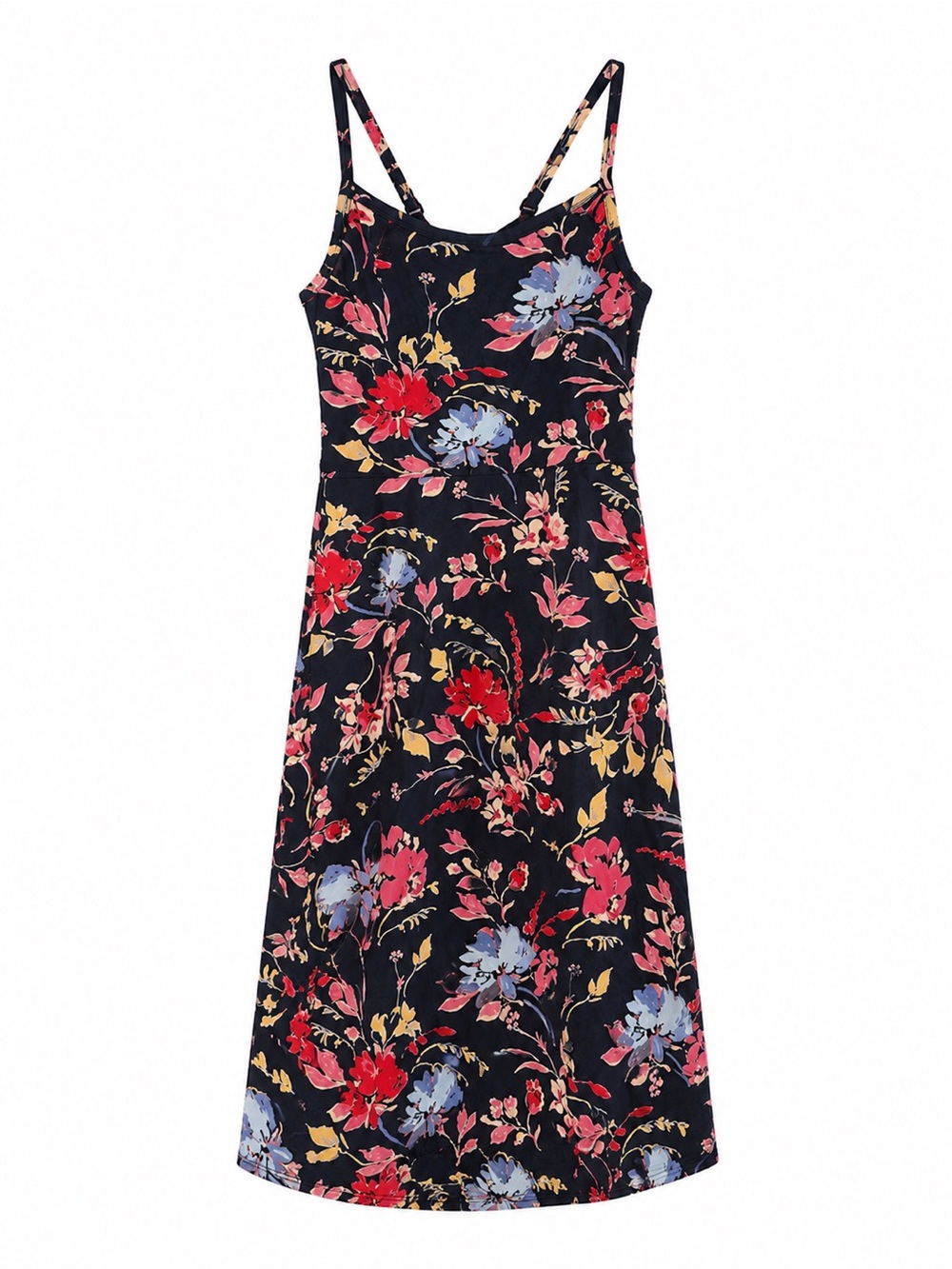 Pact Black Floral Midi Dress with Red, Blue & Yellow Flowers - Picture 1 of 4